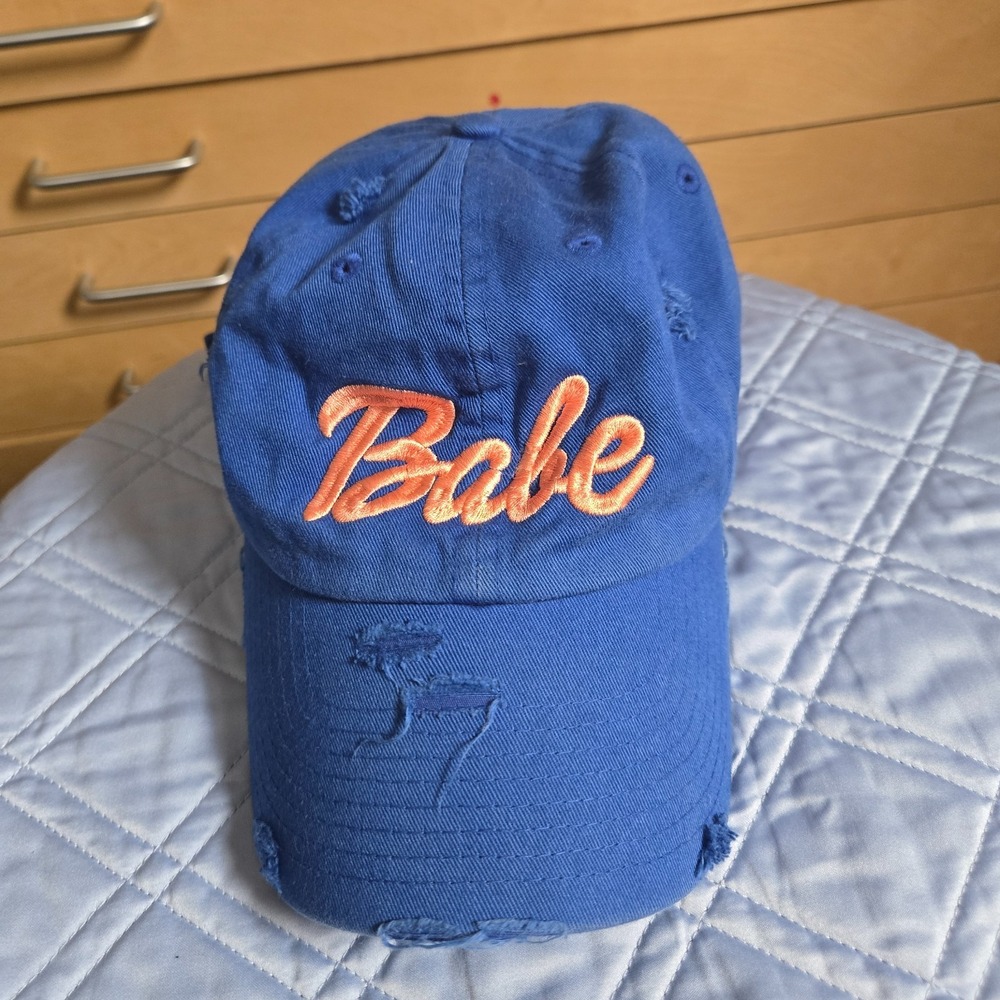 KBETHOS Vintage Embroidered Babe girl tribe Distress cap denim pink brass clasp